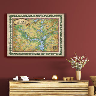 Lake Hartwell: Georgia and South Carolina: Illustrated Map - Wood & Metal Wall Art Wood & Metal Wall Art Lisa Middleton