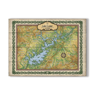 Lake Lanier, Georgia: Illustrated Map - Wood & Metal Wall Art Wood & Metal Wall Art Lisa Middleton Wood 23" x 17"