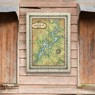 Logan Martin Lake, Alabama: Illustrated Map - Wood & Metal Wall Art Wood & Metal Wall Art Lisa Middleton