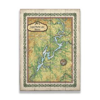 Logan Martin Lake, Alabama: Illustrated Map - Wood & Metal Wall Art Wood & Metal Wall Art Lisa Middleton Wood 17" x 23"