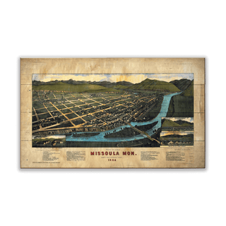 Bird's Eye View of Missoula Montana - Wood & Metal Wall Art Wood & Metal Wall Art Lisa Middleton Wood 24" x 14"