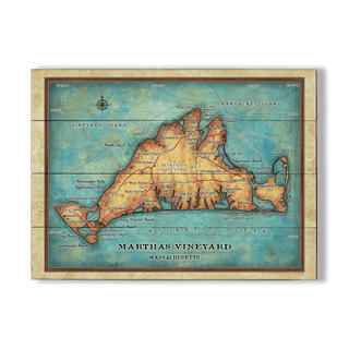 Martha's Vineyard: Illustrated Map - Wood & Metal Wall Art Wood & Metal Wall Art Lisa Middleton Wood 23" x 17"