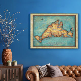 Martha's Vineyard: Illustrated Map - Wood & Metal Wall Art Wood & Metal Wall Art Lisa Middleton