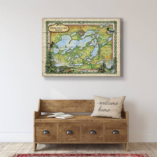 Whitefish Chain of Lakes, Minnesota: Illustrated Map - Wood & Metal Wall Art Wood & Metal Wall Art Lisa Middleton