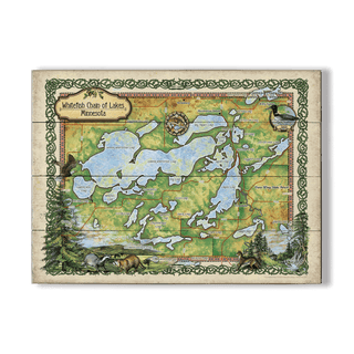 Whitefish Chain of Lakes, Minnesota: Illustrated Map - Wood & Metal Wall Art Wood & Metal Wall Art Lisa Middleton Wood 23" x 17"