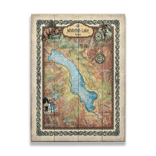 Whitefish Lake, Montana: Illustrated Map - Wood & Metal Wall Art Wood & Metal Wall Art Lisa Middleton Wood 17" x 23"