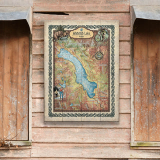 Whitefish Lake, Montana: Illustrated Map - Wood & Metal Wall Art Wood & Metal Wall Art Lisa Middleton