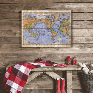 Colton's Map of the World - Wood & Metal Wall Art Wood & Metal Wall Art Lisa Middleton