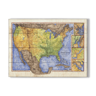 Vintage Map of the United States - Wood & Metal Wall Art Wood & Metal Wall Art Lisa Middleton Wood 23" x 17"