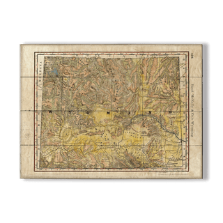 Detailed Vintage Map of Wyoming - Wood & Metal Wall Art Wood & Metal Wall Art Lisa Middleton Wood 23" x 17"