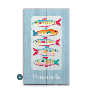 Five Little Fishes - Wood & Metal Wall Art Wood & Metal Wall Art Joanne Murphy Wood 8" x 14"