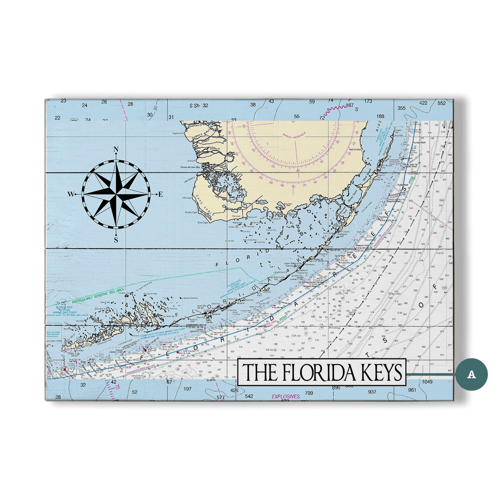 The Florida Keys Area Chart - Wood & Metal Wall Art – Old Wood Signs ...