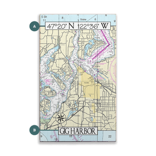 Gig Harbor, WA, Area Chart - Wood & Metal Wall Art Wood & Metal Wall Art Joanne Murphy Wood 8" x 14"