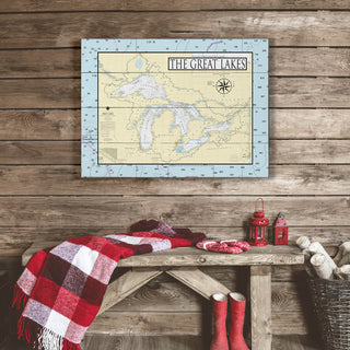 Great Lakes Area Chart - Wood & Metal Wall Art Wood & Metal Wall Art Joanne Murphy