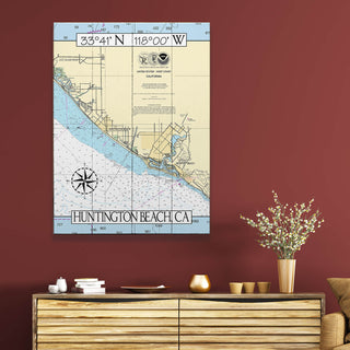 Huntington Beach, CA Area Chart - Wood & Metal Wall Art Wood & Metal Wall Art Joanne Murphy