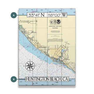 Huntington Beach, CA Area Chart - Wood & Metal Wall Art Wood & Metal Wall Art Joanne Murphy Wood 9" x 12"