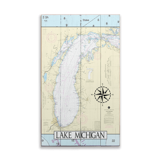 Lake Michigan Area Chart - Wood & Metal Wall Art Wood & Metal Wall Art Joanne Murphy Wood 8" x 14"