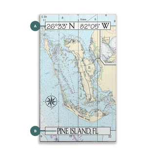 Pine Island, FL, Area Chart - Wood & Metal Wall Art Wood & Metal Wall Art Joanne Murphy Wood 8" x 14"