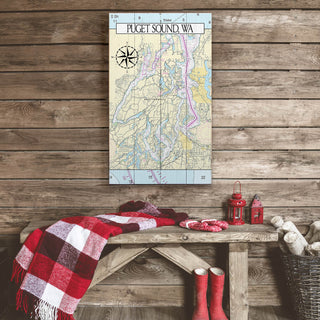 Puget Sound, WA, Area Chart - Wood & Metal Wall Art Wood & Metal Wall Art Joanne Murphy
