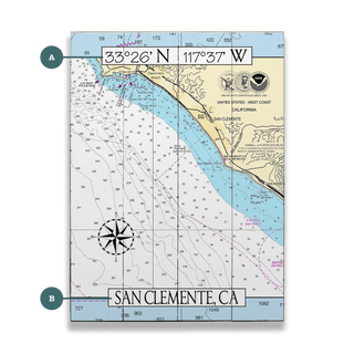 San Clemente, CA Area Chart - Wood & Metal Wall Art Wood & Metal Wall Art Joanne Murphy Wood 9" x 12"