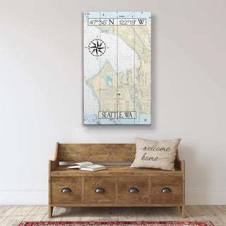 Seattle, WA, Area Chart - Wood & Metal Wall Art Wood & Metal Wall Art Joanne Murphy