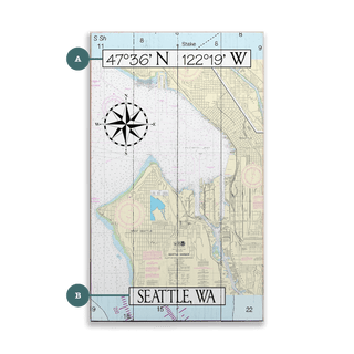 Seattle, WA, Area Chart - Wood & Metal Wall Art Wood & Metal Wall Art Joanne Murphy Wood 8" x 14"
