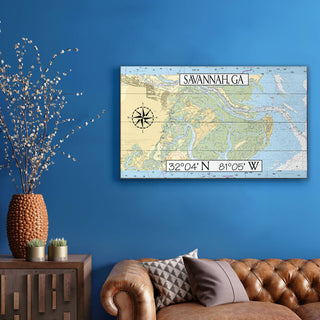 Savannah, GA, Area Chart - Wood & Metal Wall Art Wood & Metal Wall Art Joanne Murphy