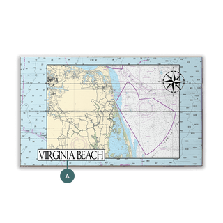 Virginia Beach, VA, Zoomed Out Area Chart - Wood & Metal Wall Art Wood & Metal Wall Art Joanne Murphy Wood 14" x 8"