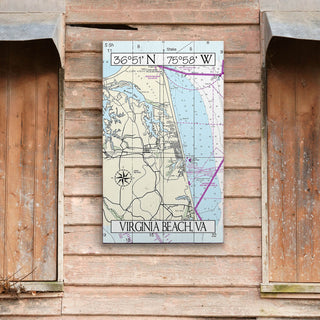 Virginia Beach, VA, Zoomed In Area Chart - Wood & Metal Wall Art Wood & Metal Wall Art Joanne Murphy