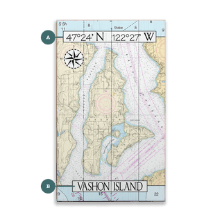 Vashon Island, WA, Area Chart - Wood & Metal Wall Art Wood & Metal Wall Art Joanne Murphy Wood 8" x 14"