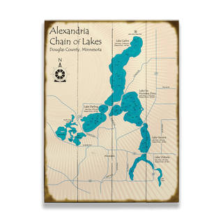 Alexandria Chain of Lakes, Minnesota - Wood & Metal Wall Art Wood & Metal Wall Art Lake Art Wood 9" x 12"