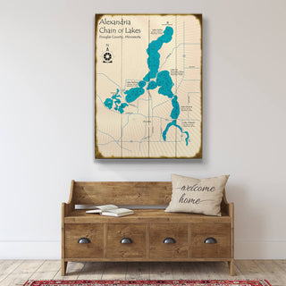 Alexandria Chain of Lakes, Minnesota - Wood & Metal Wall Art Wood & Metal Wall Art Lake Art