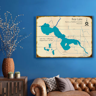 Bear Lake, Wisconsin - Wood & Metal Wall Art Wood & Metal Wall Art Lake Art