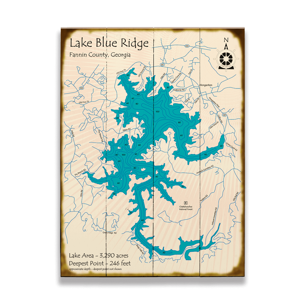 Lake Blue Ridge, Georgia - Wood & Metal Wall Art – Old Wood Signs Wholesale