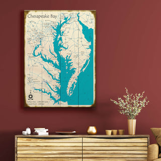 Chesapeake Bay, MD, VA, DE - Wood & Metal Wall Art Wood & Metal Wall Art Lake Art