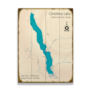 Christina Lake, British Columbia - Wood & Metal Wall Art Wood & Metal Wall Art Lake Art Wood 17" x 23"