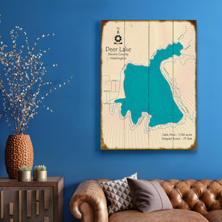 Deer Lake, Washington - Wood & Metal Wall Art Wood & Metal Wall Art Lake Art