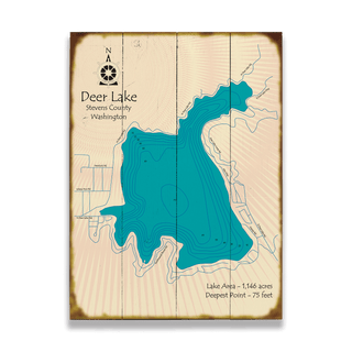 Deer Lake, Washington - Wood & Metal Wall Art Wood & Metal Wall Art Lake Art Wood 17" x 23"