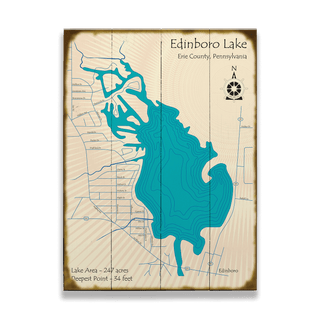 Edinboro Lake, Pennsylvania - Wood & Metal Wall Art Wood & Metal Wall Art Lake Art Wood 17" x 23"
