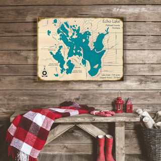 Echo Lake, Montana - Wood & Metal Wall Art Wood & Metal Wall Art Lake Art