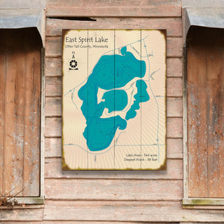 East Spirit Lake, Minnesota - Wood & Metal Wall Art Wood & Metal Wall Art Lake Art