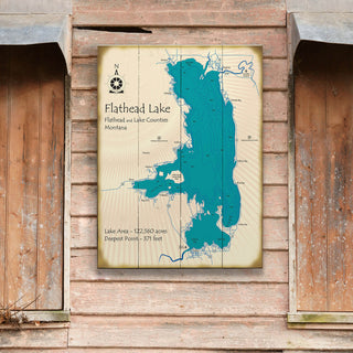 Flathead Lake, Montana - Wood & Metal Wall Art Wood & Metal Wall Art Lake Art