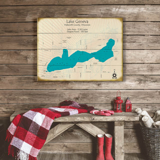 Lake Geneva, Wisconsin - Wood & Metal Wall Art Wood & Metal Wall Art Lake Art