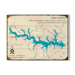 Lake Gaston, NC VA - Wood & Metal Wall Art Wood & Metal Wall Art Lake Art Wood 23" x 17"