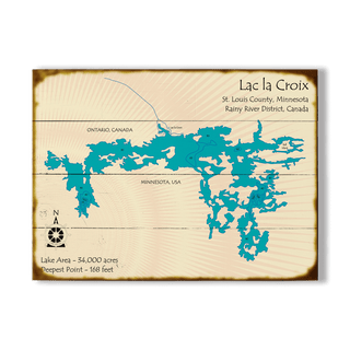 Lac la Croix - Wood & Metal Wall Art Wood & Metal Wall Art Lake Art Wood 23" x 17"