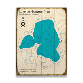 Lake Le Homme Dieu, Douglas County, Minnesota - Wood & Metal Wall Art Wood & Metal Wall Art Lake Art Wood 9" x 12"