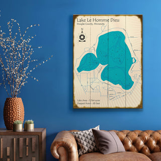 Lake Le Homme Dieu, Douglas County, Minnesota - Wood & Metal Wall Art Wood & Metal Wall Art Lake Art
