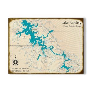 Lake Nottely, Georgia - Wood & Metal Wall Art Wood & Metal Wall Art Lake Art Wood 23" x 17"