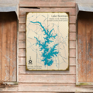 Lake Norman, North Carolina - Wood & Metal Wall Art Wood & Metal Wall Art Lake Art