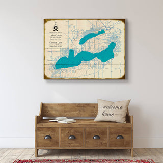 Lake Como and Lake Geneva, Wisconsin - Wood & Metal Wall Art Wood & Metal Wall Art Lake Art